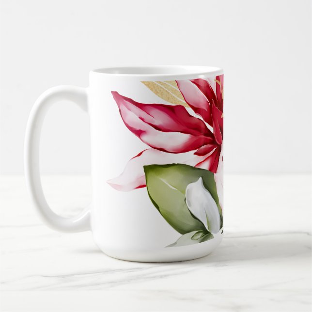 Caneca De Café Flores de inverno vermelhas poinsettia aquática (Esquerda)