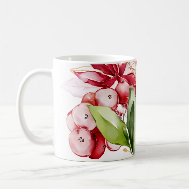 Caneca De Café Flores de inverno vermelhas poinsettia aquática (Esquerda)