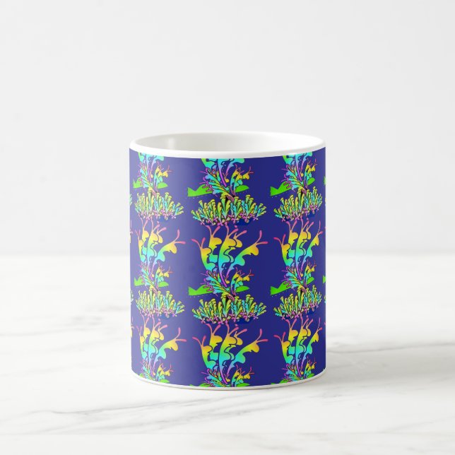 Caneca De Café Flores de Jardim Azul Profundo (Centro)