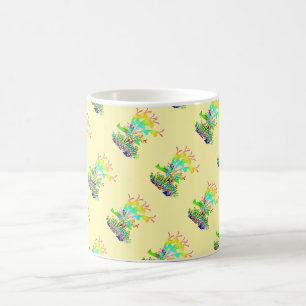 Caneca De Café Flores De Jardim Diagonais Lt Amarelo