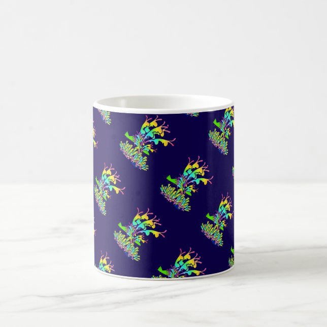 Caneca De Café Flores de Jardim - Diagonal Azul-Escuro (Centro)