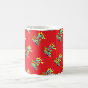 Caneca De Café Flores de Jardim Vermelho Diagonal