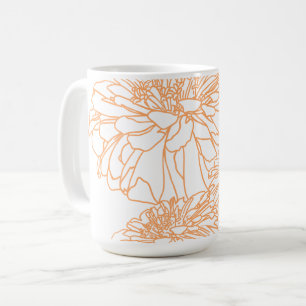 Caneca De Café Flores de laranja de pêssego minimalistas elegante