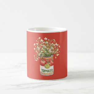 Caneca De Café Flores de Lata de Tomate