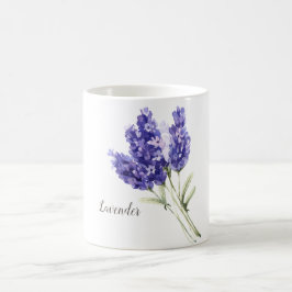 Caneca De Café Flores de Lavanda Aquarela