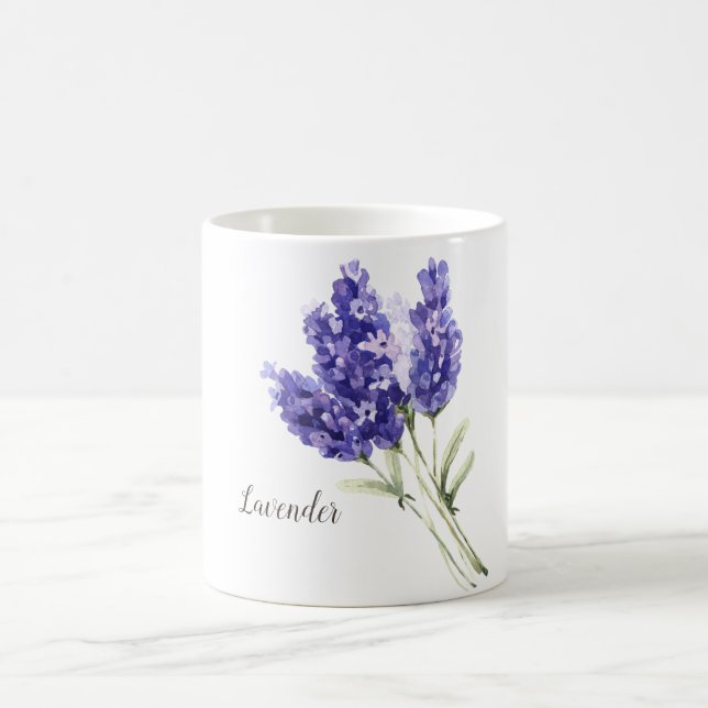 Caneca De Café Flores de Lavanda Aquarela (Centro)