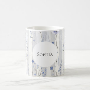 Caneca De Café Flores de Lavanda Brancas Bonitas Personalizadas e