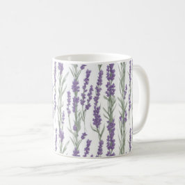 Caneca De Café Flores de Lavanda em Aquarela