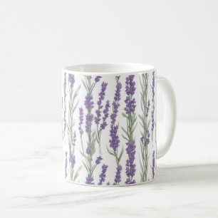 Caneca De Café Flores de Lavanda em Aquarela
