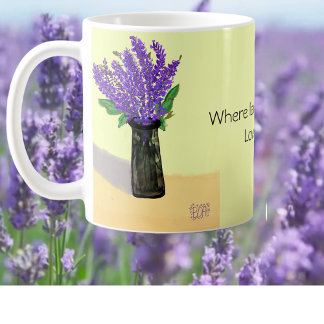 Caneca De Café Flores de Lavanda vibrantes, inspiradas na naturez