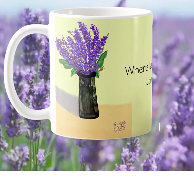 Caneca De Café Flores de Lavanda vibrantes, inspiradas na naturez (Criador carregado)