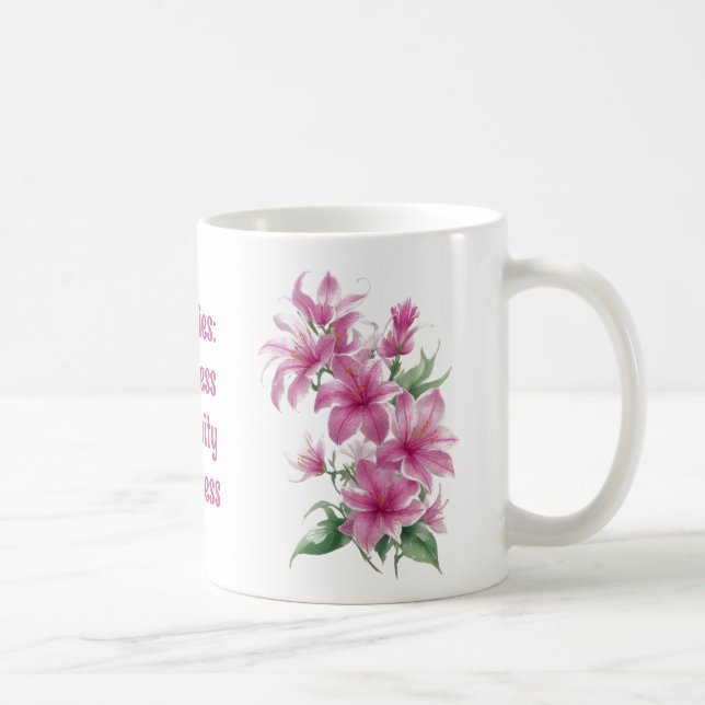 Caneca De Café Flores de Lily Orientais Rosa (Direita)