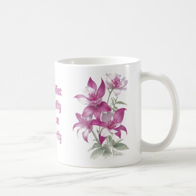 Caneca De Café Flores de Lily Roxo (Direita)