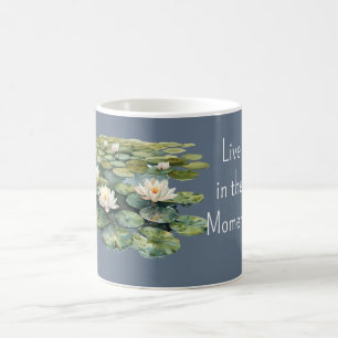 Caneca De Café Flores de Lótus Azul Verde