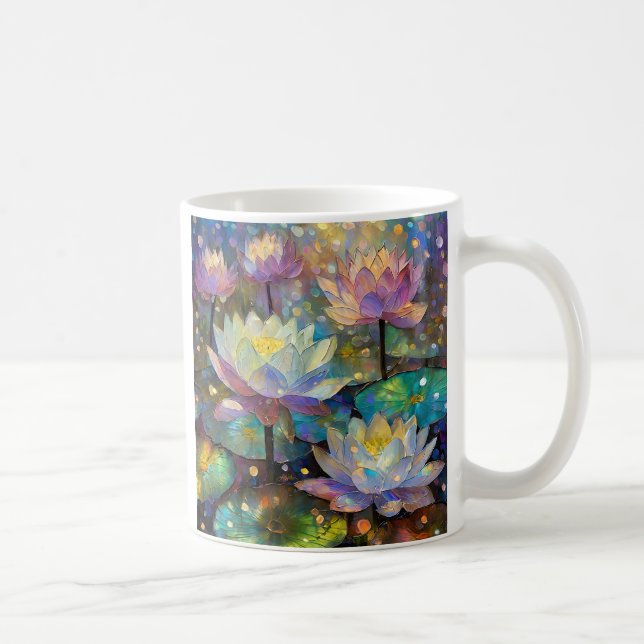 Caneca De Café Flores de Lótus Delicadas Florescendo na Neve (Direita)