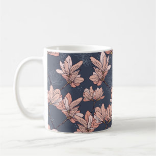 Caneca De Café Flores de magnólia japonesas, sem costura, estilo 