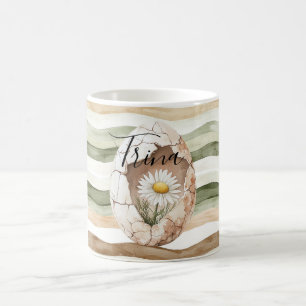 Caneca De Café Flores de Margarida Brancas Creme