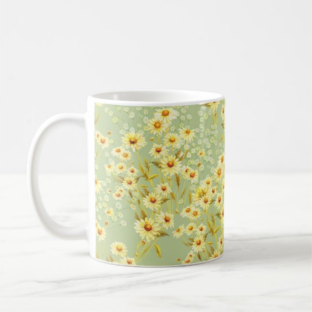 Caneca De Café Flores de Margarida: Escuro-Escuro-Marisco. (Esquerda)