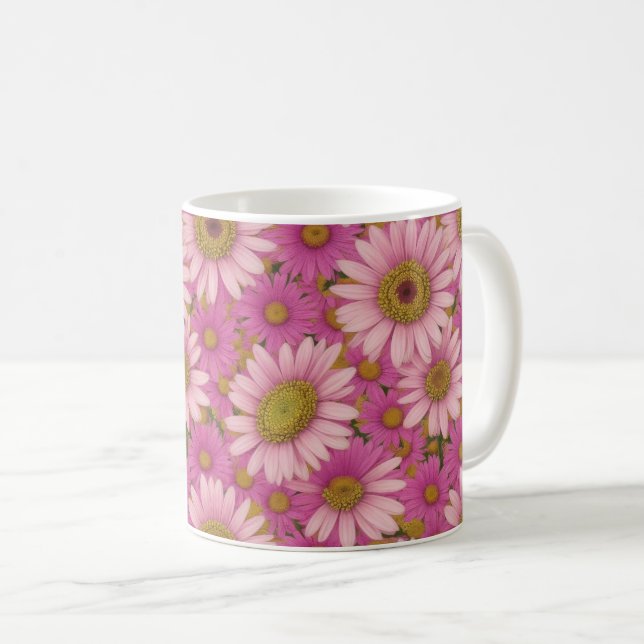 Caneca De Café Flores de margarida rosa (Frente Esquerda)