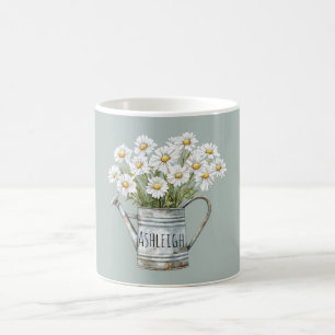 Caneca De Café Flores de Margarida Verdes