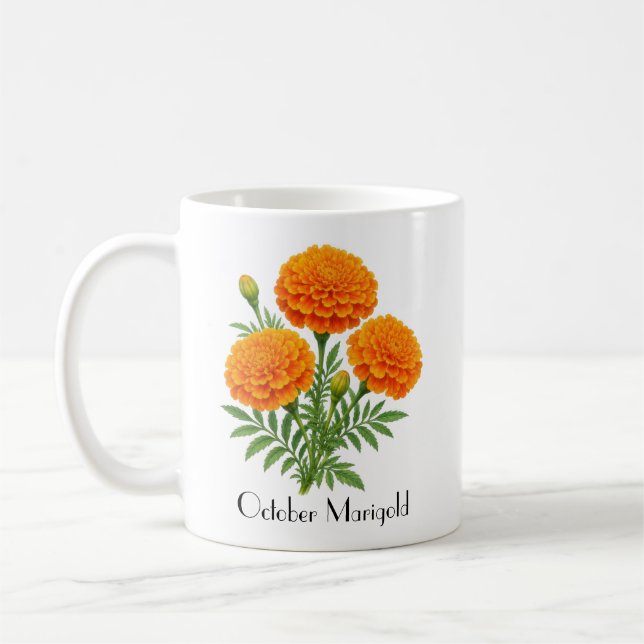 Caneca De Café Flores de Marigold de Outubro (Esquerda)