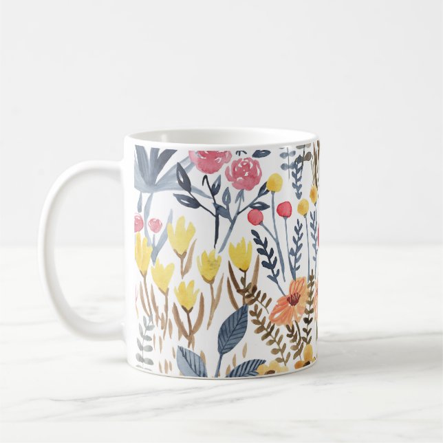 Caneca De Café Flores de mola aquosa, vibrante e sem soldadura (Esquerda)