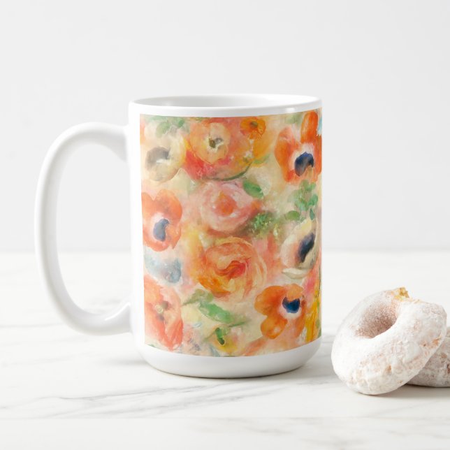 Caneca De Café Flores de Mola Laranja (Com Donut)
