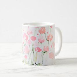 Caneca De Café Flores de Molho Delicado Rosa e Verde