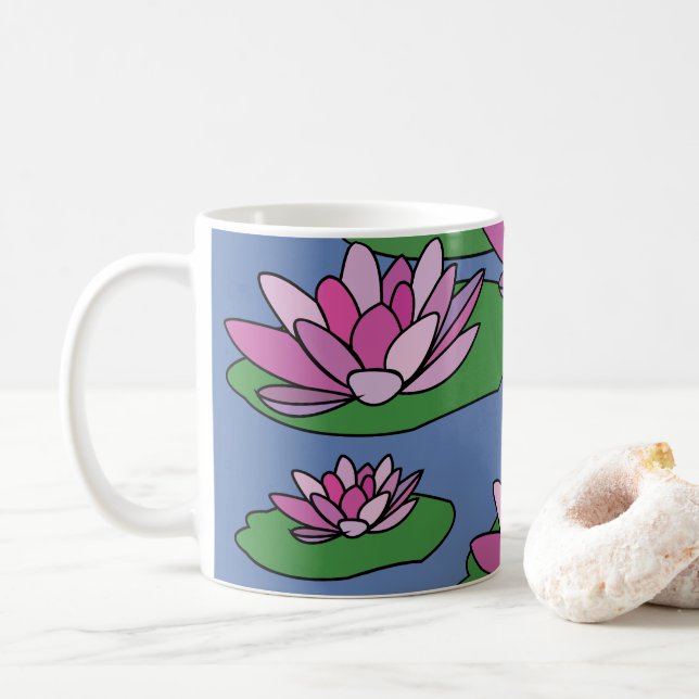 Caneca De Café Flores de Nenúfar (Com Donut)