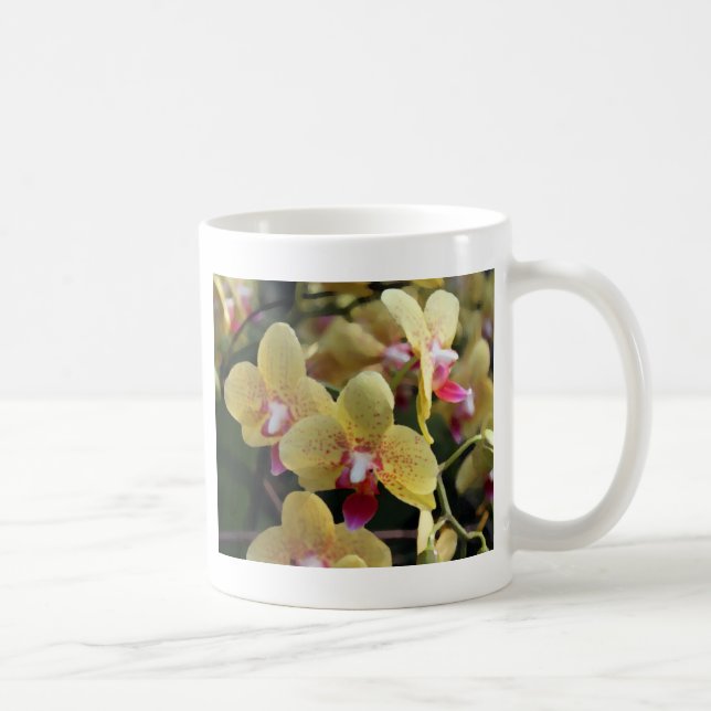 Caneca De Café Flores de orquídea amarelas (Direita)