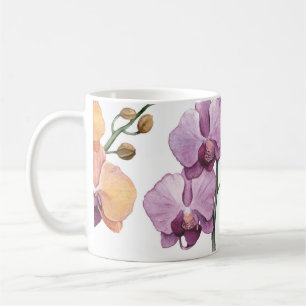 Caneca De Café Flores de orquídea aquarela, padrão sem costura.
