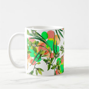 Caneca De Café Flores de orquídea verde-aquarela. Botânica oral