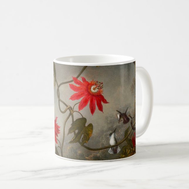 Caneca De Café Flores de Paixão com Pássaros Hummingbird (Frente Esquerda)