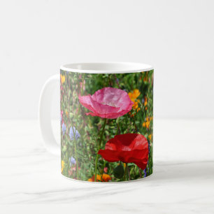 Caneca De Café Flores de papoila coloridas