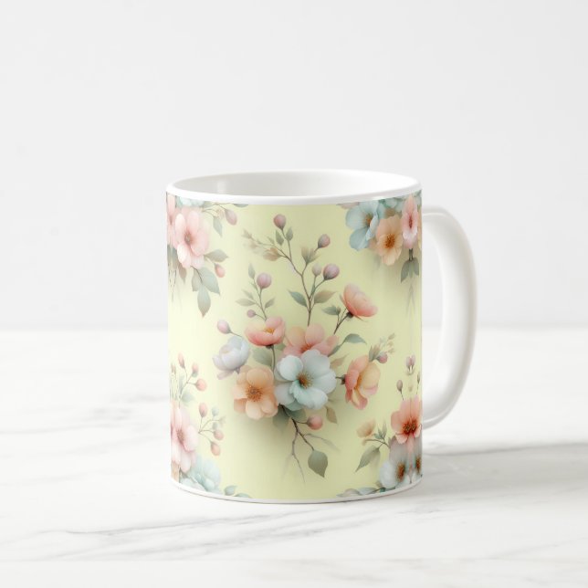 Caneca De Café Flores de Páscoa da Primavera (Frente Esquerda)