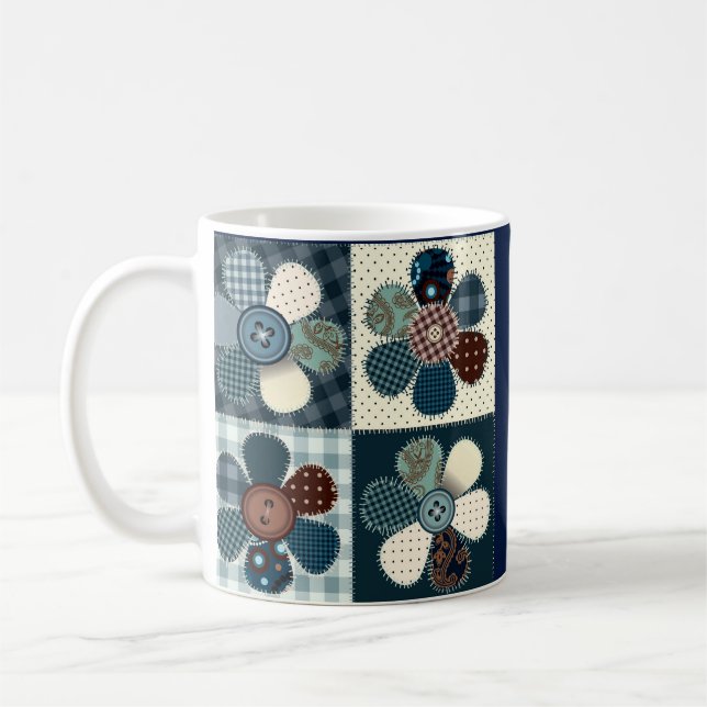 Caneca De Café Flores de Patchwork Personalizadas (Esquerda)