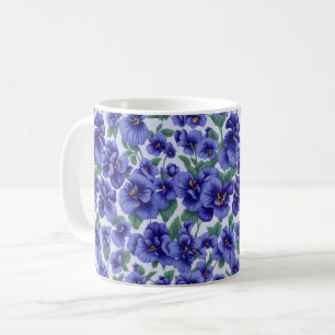 Caneca De Café Flores de Pensée Azul