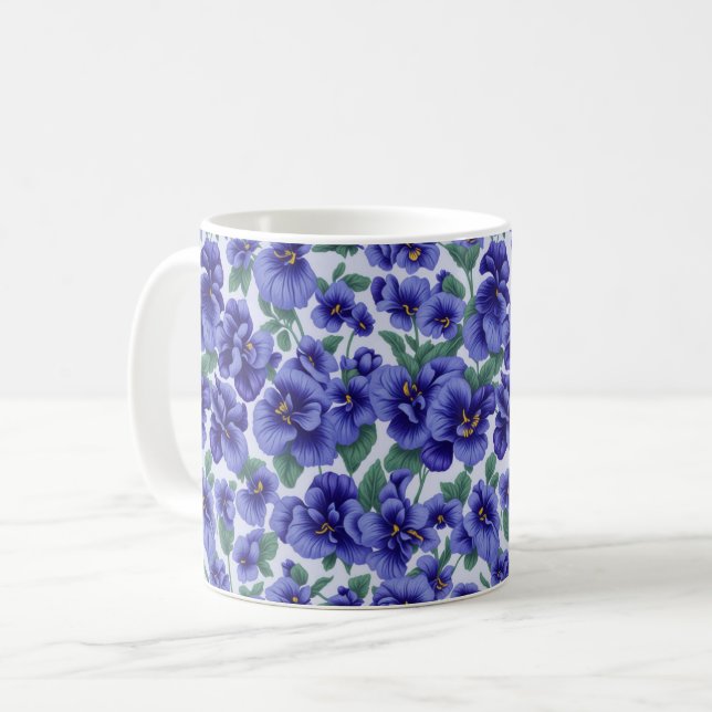 Caneca De Café Flores de Pensée Azul (Frente Esquerda)