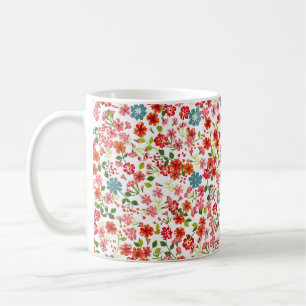 Caneca De Café Flores de pequena escala, estilo calico, moto sem
