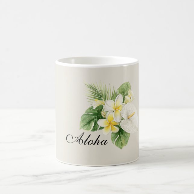 Caneca De Café Flores de Plumeria Tropicais Aloha (Centro)