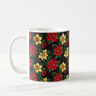 Caneca De Café Flores de Poinsettia de Natal Padrão-86755