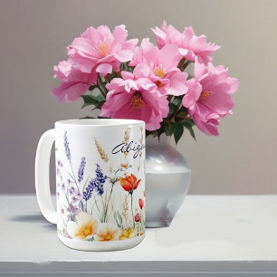 Caneca De Café Flores de Prado e Lavanda