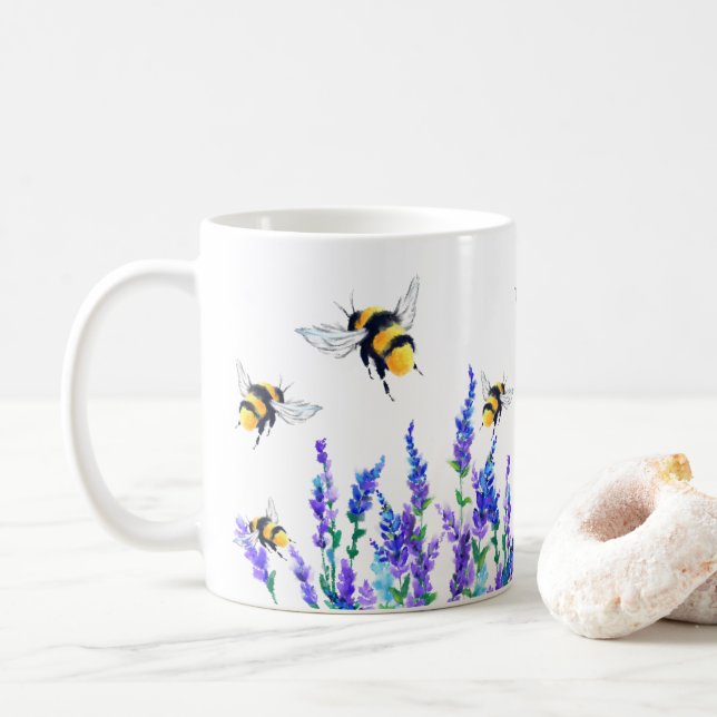 Caneca De Café Flores de primavera e Abelhão (Com Donut)