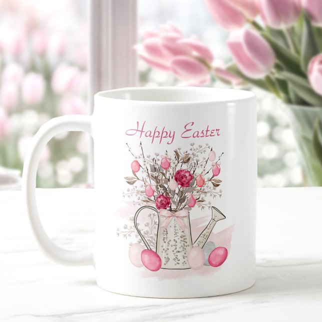 Caneca De Café Flores de primavera Ovos de Páscoa Personalizados  (Watercolor Spring flowers Easter eggs Personalized Coffee Mug)