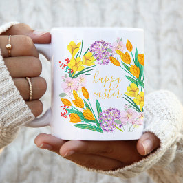 Caneca De Café Flores de primavera, páscoa amarela, desenho de tu