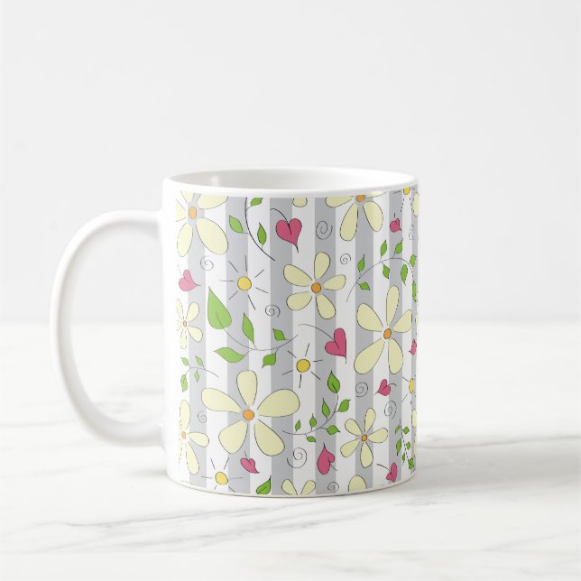 Caneca De Café Flores de primavera rabiscam desenho infantil (Esquerda)