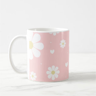 Caneca De Café Flores de primavera Rosa-Margarida Flóridas Bonita
