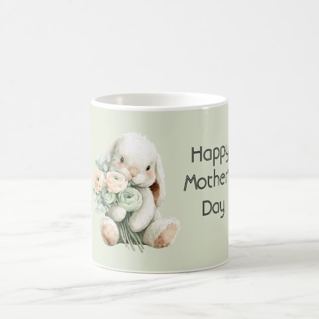 Caneca De Café Flores de Ranunculus de Coelho Feliz Dia das Mães (Centro)