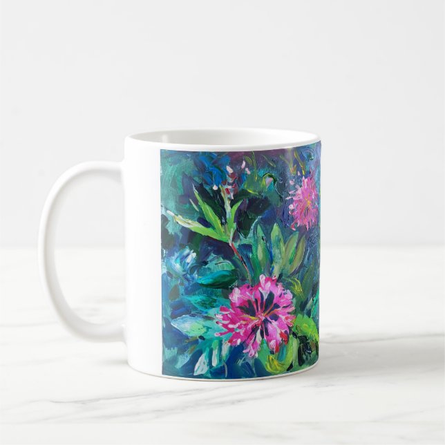 Caneca De Café flores de rododendro, pintura impressionista (Esquerda)