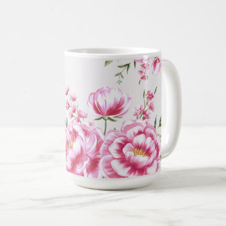 Caneca De Café Flores de Rosa Design Moderno
